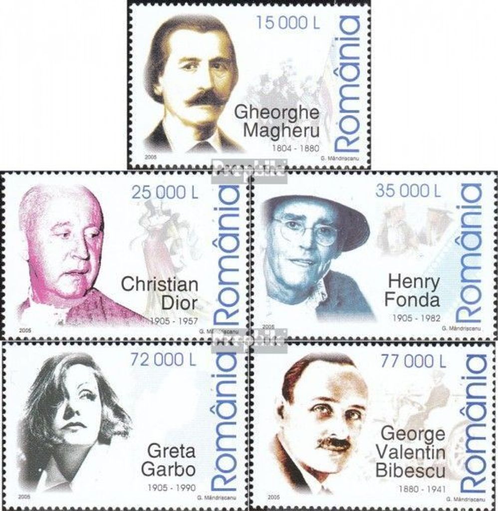 Briefmarken Rumänien 2005 Mi 5898-5902 (kompl.Ausg.) postfrisch Jahrestage von Persönlichkeiten