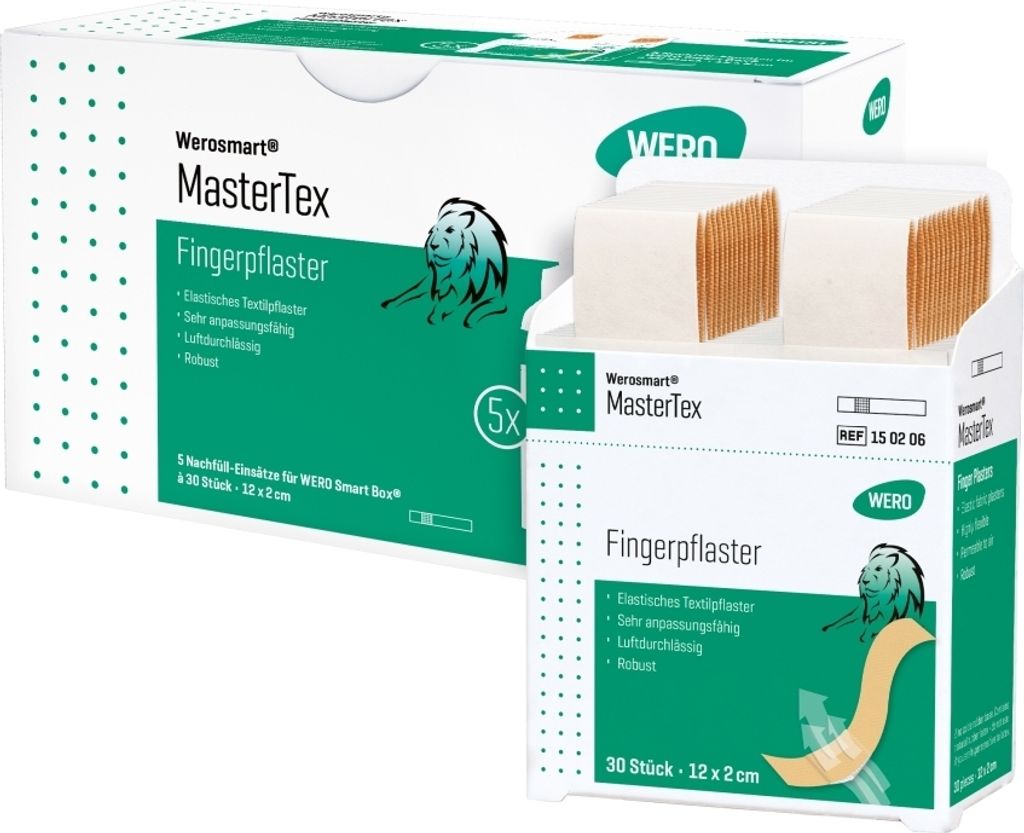 MasterTex Fingerpflaster, 12 x 2 cm, 5 x 30 Stück Produktbild 