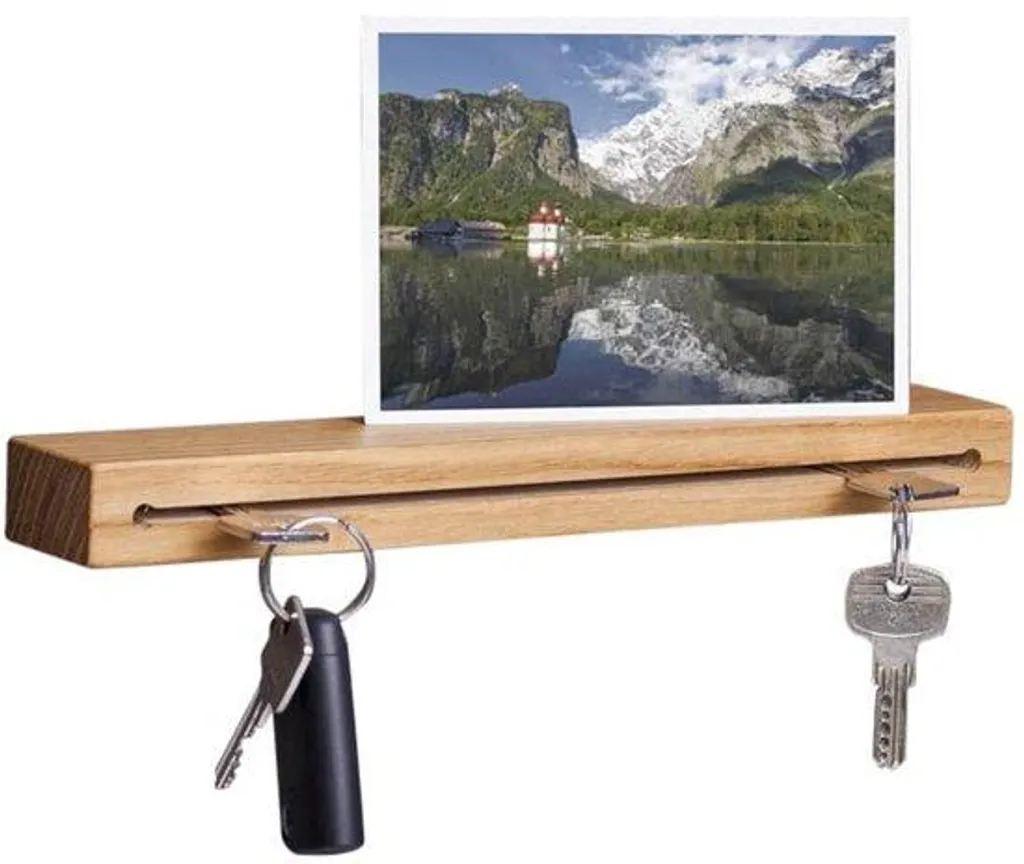 Porte-clés mural bois de chêne 20 cm pour une entrée toujours ordonnée