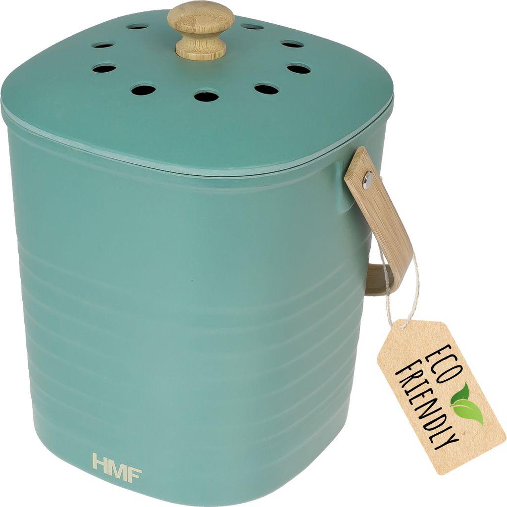 Biomülleimer mit Deckel, nachhaltig, geruchsdicht, HMF 3780, 6L, Grün