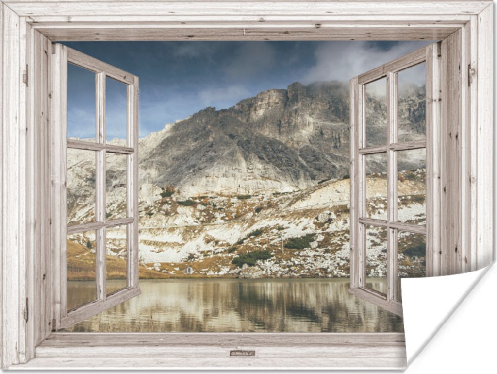 MuchoWow Poster Durchsichtig - Holz - Berg 120x90 cm - Wandbild