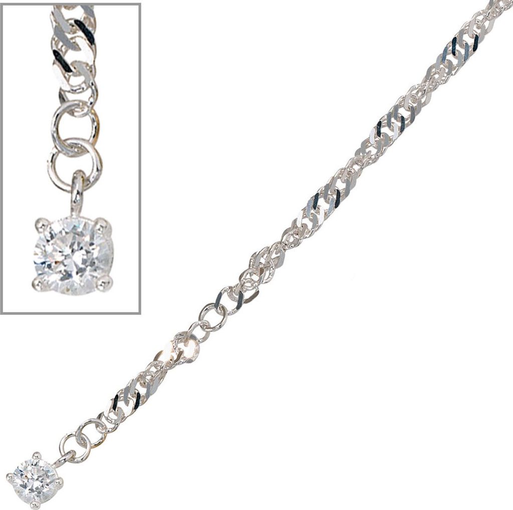 JOBO Fußkettchen Fußkette 925 Sterling Silber rhodiniert 1 Produktbild 
