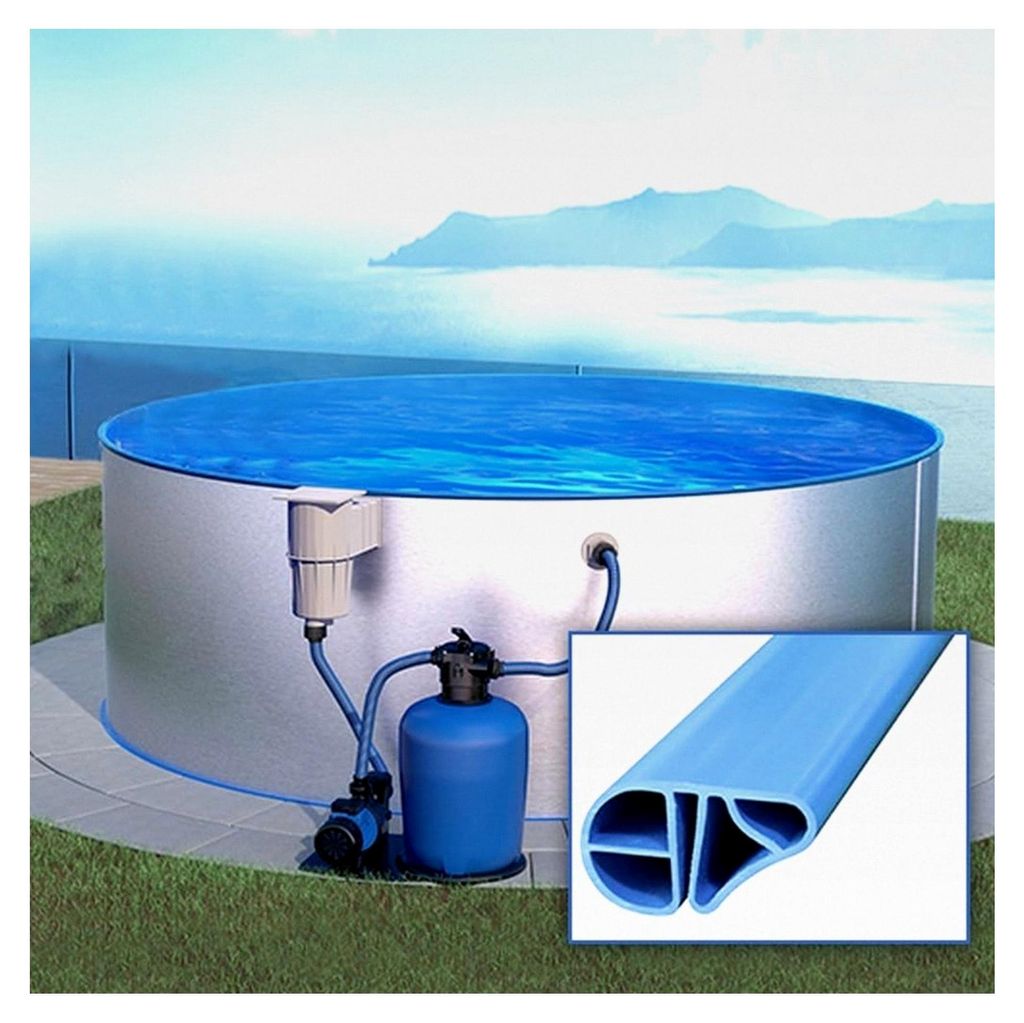 Rundpool Ø 350 x 120 cm Starter Set Poolfolie blau 0,6 mm Filteranlage Basic Handlauf 3,5 x 1,2 m