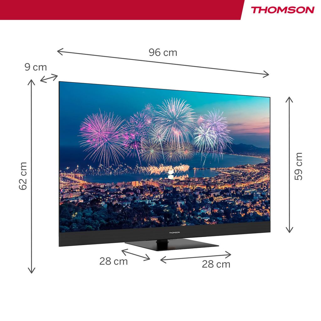 Thomson 43 Zoll (109cm) QLED Plus Google Smart TV, Wi-Fi, Dolby Audio, Bluetooth 5.1, Triple-Tuner, HDMI, CI+, Panel - 43QG6C14