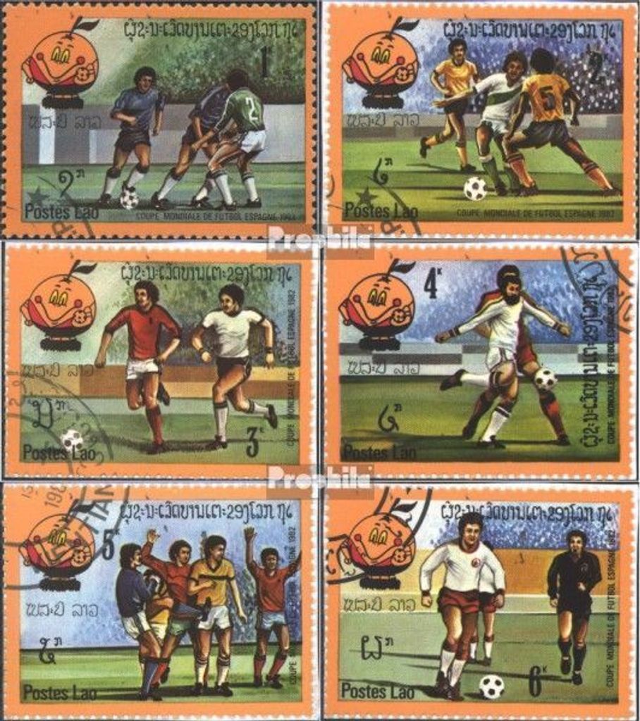 Briefmarken Laos 1982 Mi 547-552 (kompl.Ausg.) gestempelt Fussballweltmeisterschaft