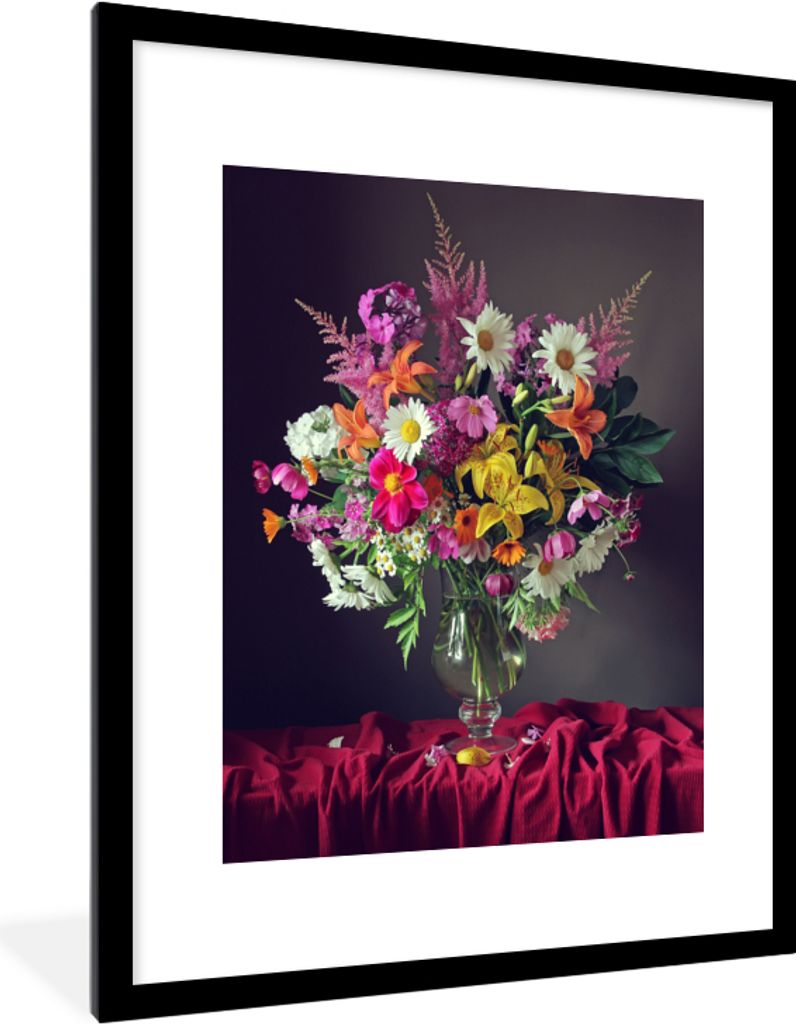 MuchoWow MuchoWow Gerahmtes Poster Stilleben - Blumenstrauß - Blumen 60x80 cm - Poster mit zchwarzem Bilderrahmen - Wohnzimmer - Dekorationen ...