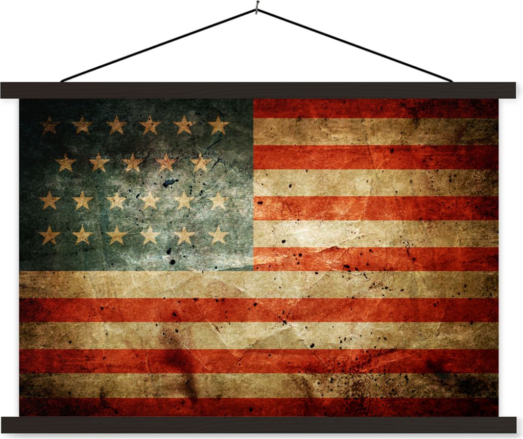 MuchoWow Textilposter Flagge - Vintage - USA 120x80 cm mit schwarzem Rahmen - Wanddeko