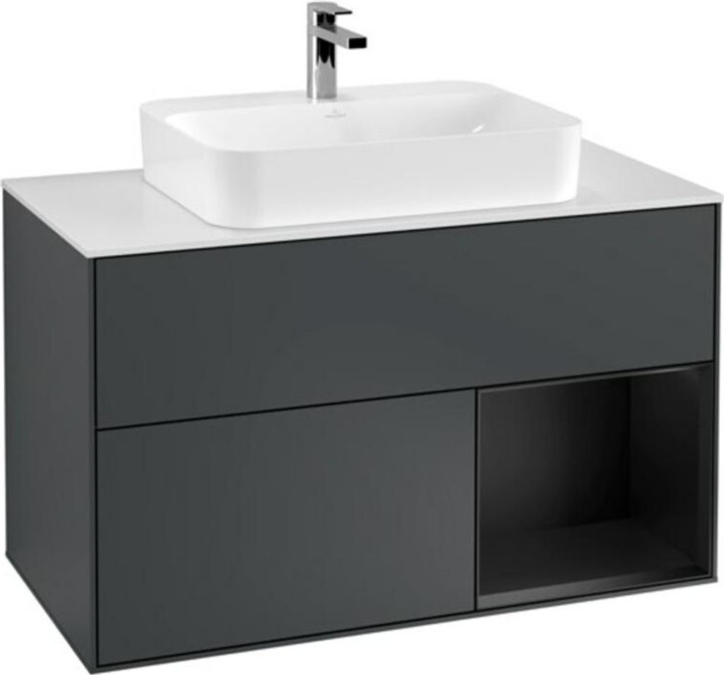 V&B Waschtischunterschrank Wandbeleuchtung Finion 100, Pl w m, Rg r b m Lac, md bl. m Lac