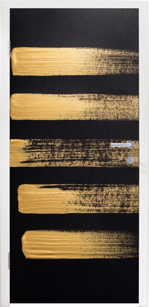 MuchoWow Türtapete Selbstklebende Türfolie Muster aus goldener Farbe auf schwarzem Hintergrund 95x215 cm Türposter Türaufkleber Klebefolie T...