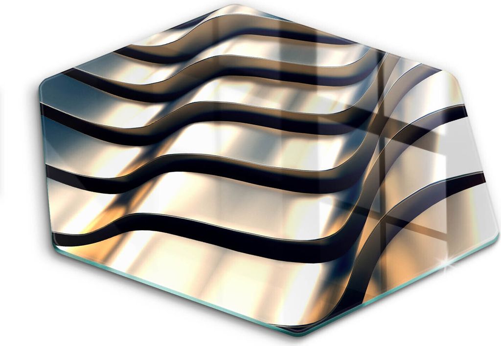 Glasschneideplatte - Herdabdeckplatte - Hexagon 40 cm -Schneidebrett - Spritzschutz - 3D -Metallformen