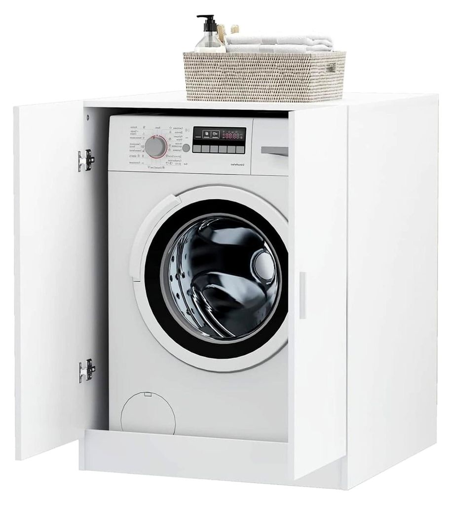 Waschmaschinenschrank Badschrank Badezimmerschrank Toilettenregal Hochschrank Badregal Waschmaschine Überbau Bad Schrank Badmöbel, Weiß 71x71,5x...