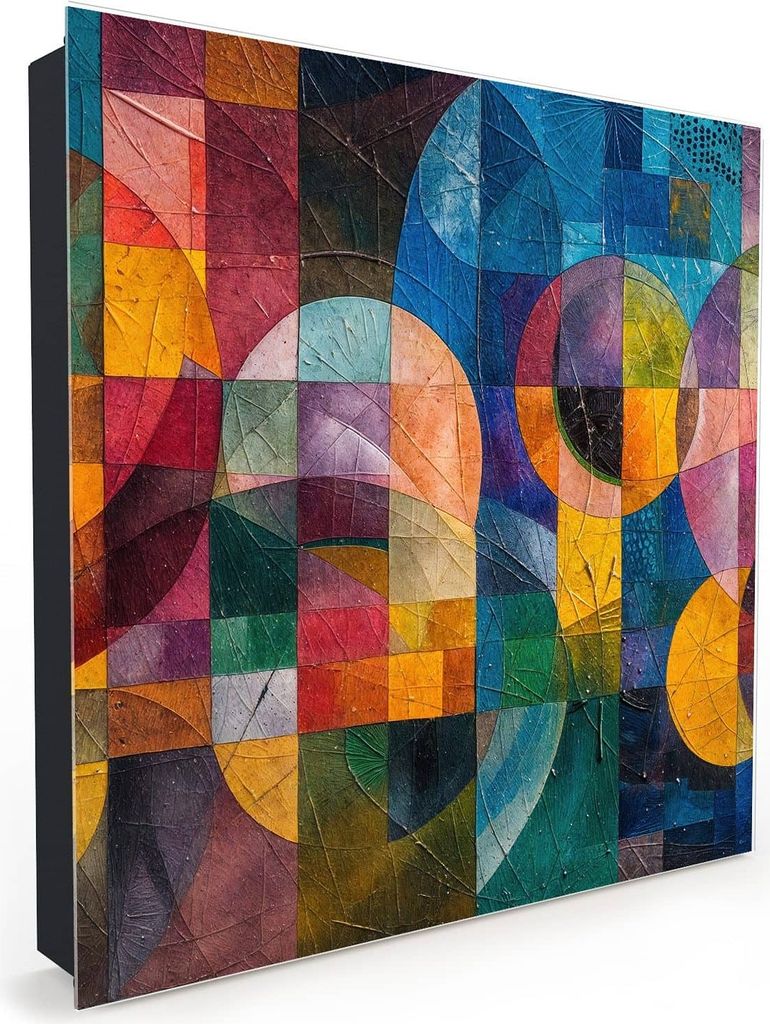 Nachbildung-Schlüsselkasten, Magnetpinnwand und Memoboard mit Glasfront Motiv Abstrakte Farben