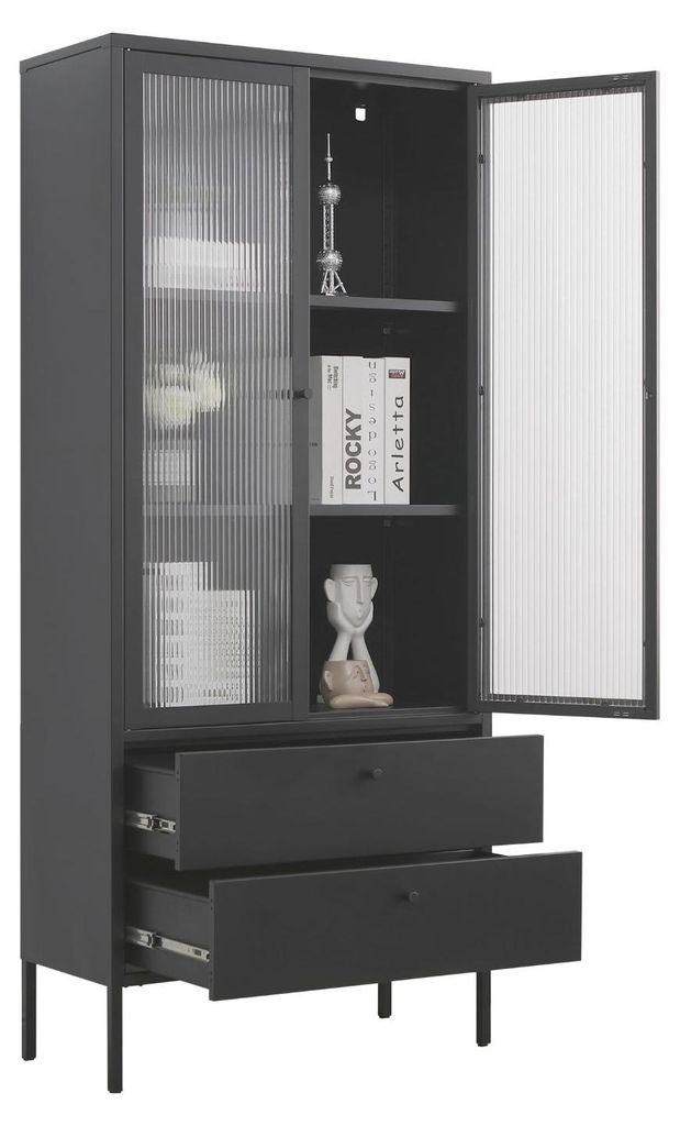 Mein-Regal Vitrine Paris aus Metall mit Schubladen und Produktbild 