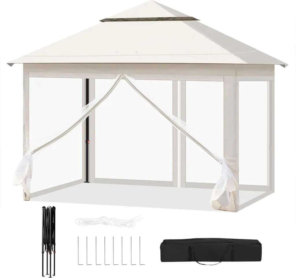Barnum pliant 3x3 m pour camping et jardin avec toile moustiquaire