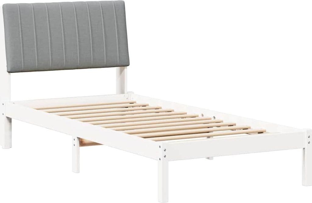 vidaXL Bettrahmen mit Kopfteil Weiß 90 x 200 cm Massives Kiefernholz