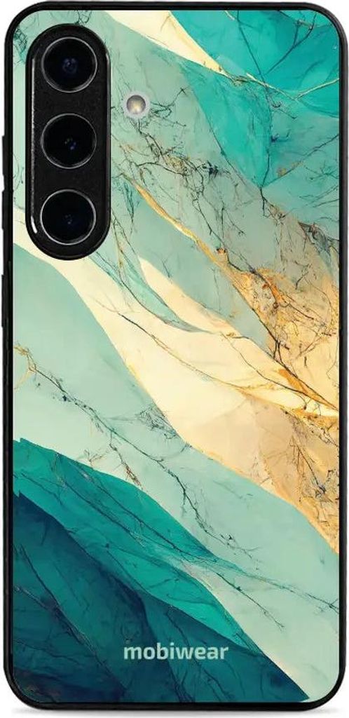 Handyhülle für Galaxy S25, Mobiwear Glossy Case, Türkis-Marmor