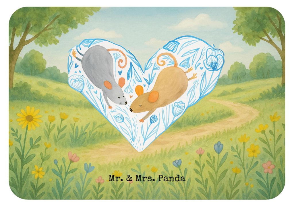 Mr. & Mrs. Panda magnet Mäuse Herz Design - Weiß - Geschenk, Jahrestag, Pinnwandmagnet, whiteboardmagnet, haftmagnet, Maus, holzmagnet, Freundin,...