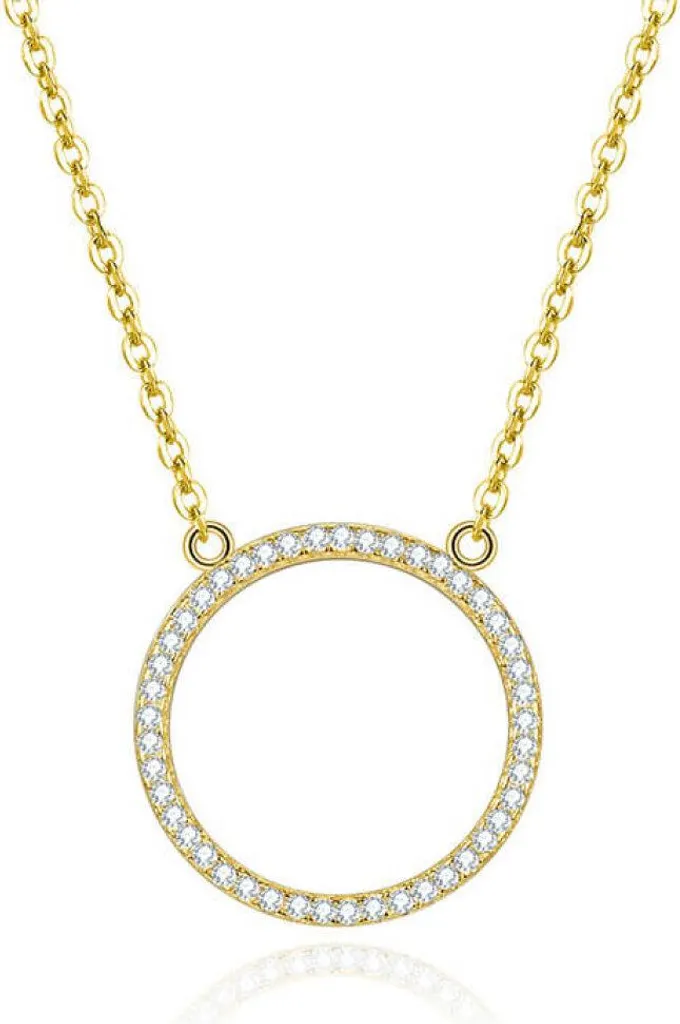 Collier pendentif rond plaqué or finition brillante - Modèle AGS1224