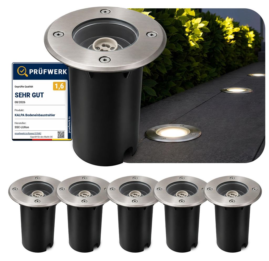 SSC-LUXon set van 6 inbouwspots KALPA, zilver, 230V, IP67: Productafbeelding  AI-gegenereerde afbeelding