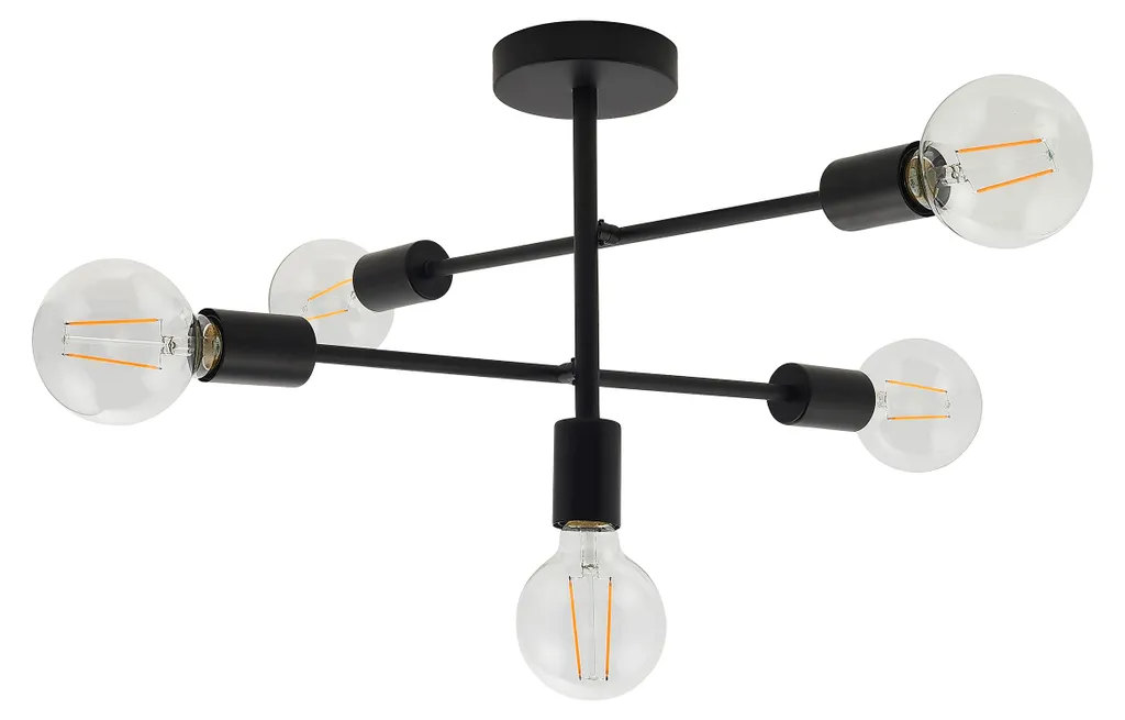 Luminaire de Plafond Style Industriel Métal avec 5 Douilles E27 40W