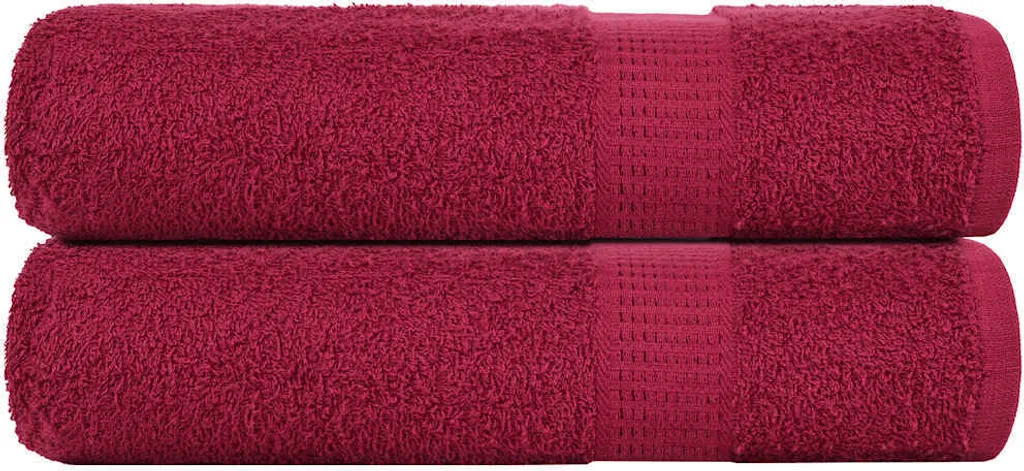 Asciugamano da bagno liscio 2 pz. Rosso bordeaux 100x150cm 360 g/m² 100% cotone - Asciugamani DE6763549 1pacco
