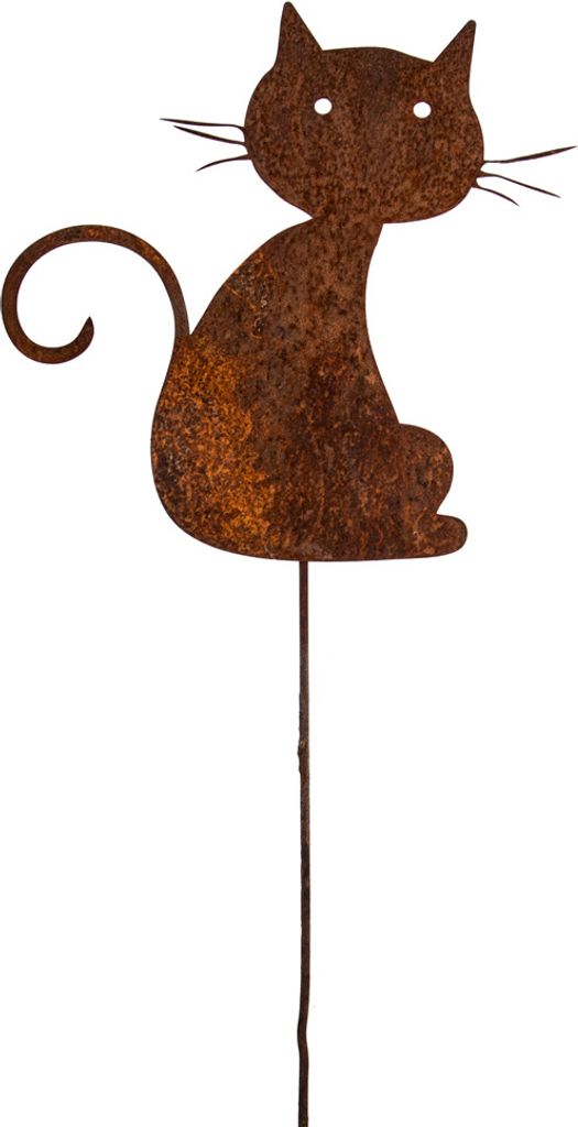 Gartenstecker Katze Edelrost Gartendekoration Beetstecker