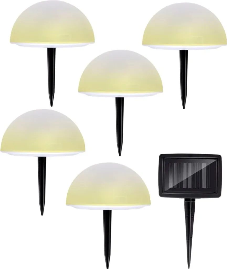 Lampes Solaires LED Blanche Demi-sphère avec Panneau Solaire Intégré x5