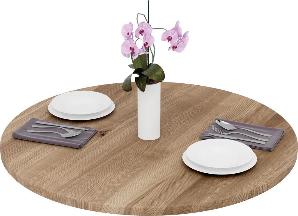 LAMO Manufaktur Tischplatte rund 90 cm aus Naturholz | Holzplatte für Esstisch, Küchentisch, Bistrotisch | Stärke: 28 mm | Farbe: Nussbaum