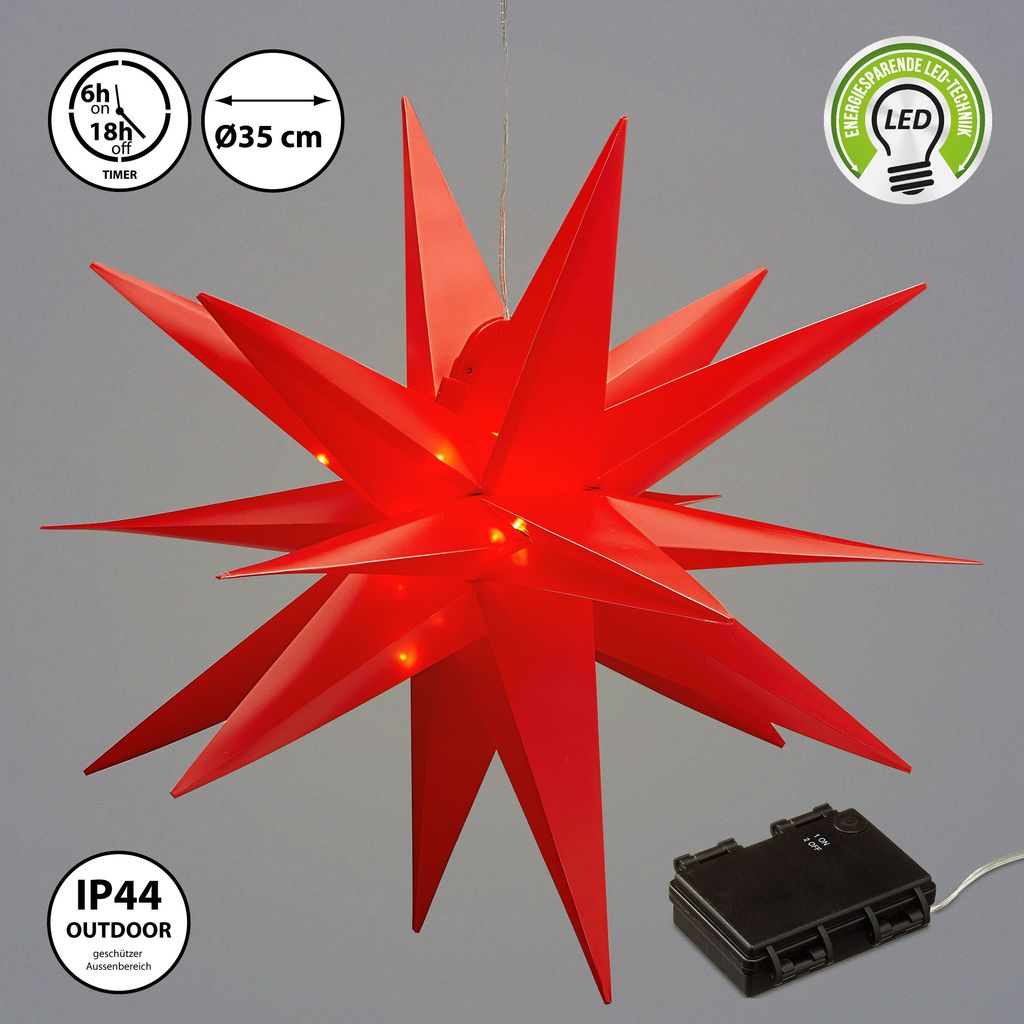 Leuchtstern 3D aus PVC LED Weihnachststern zum hängen Produktbild 