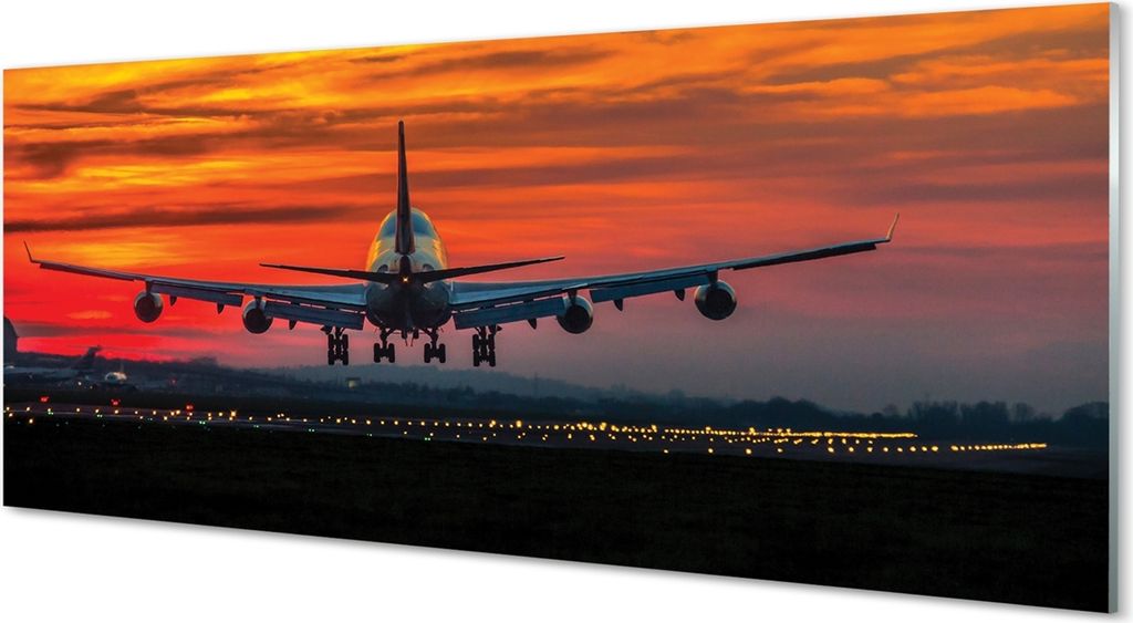 Glasbilder 125x50 Wandkunst West-Flugzeug Wolken