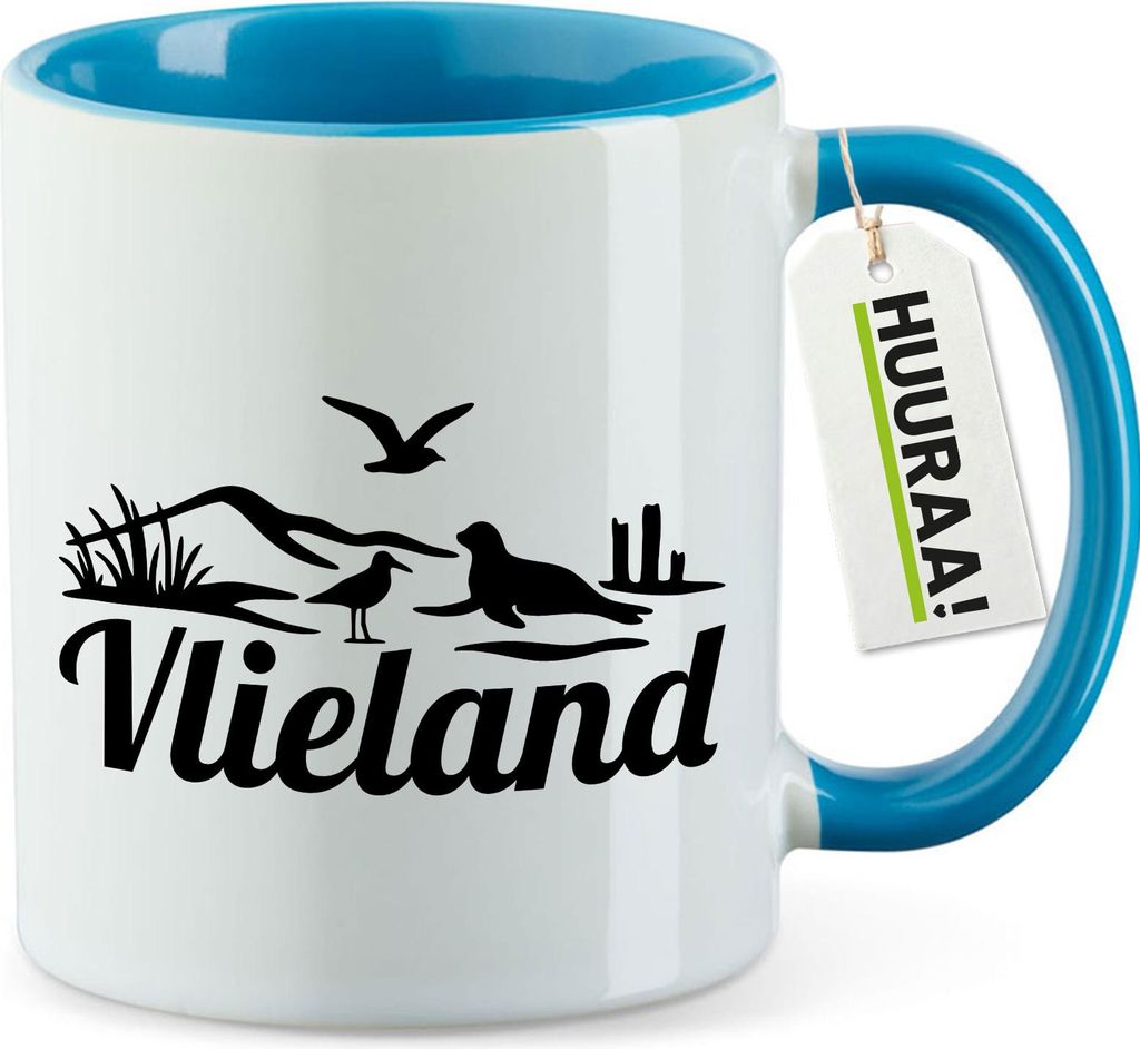 Huuraa Kaffeetasse Vlieland Niederlande 330ml Blau Keramik Kaffeebecher Geschenkidee