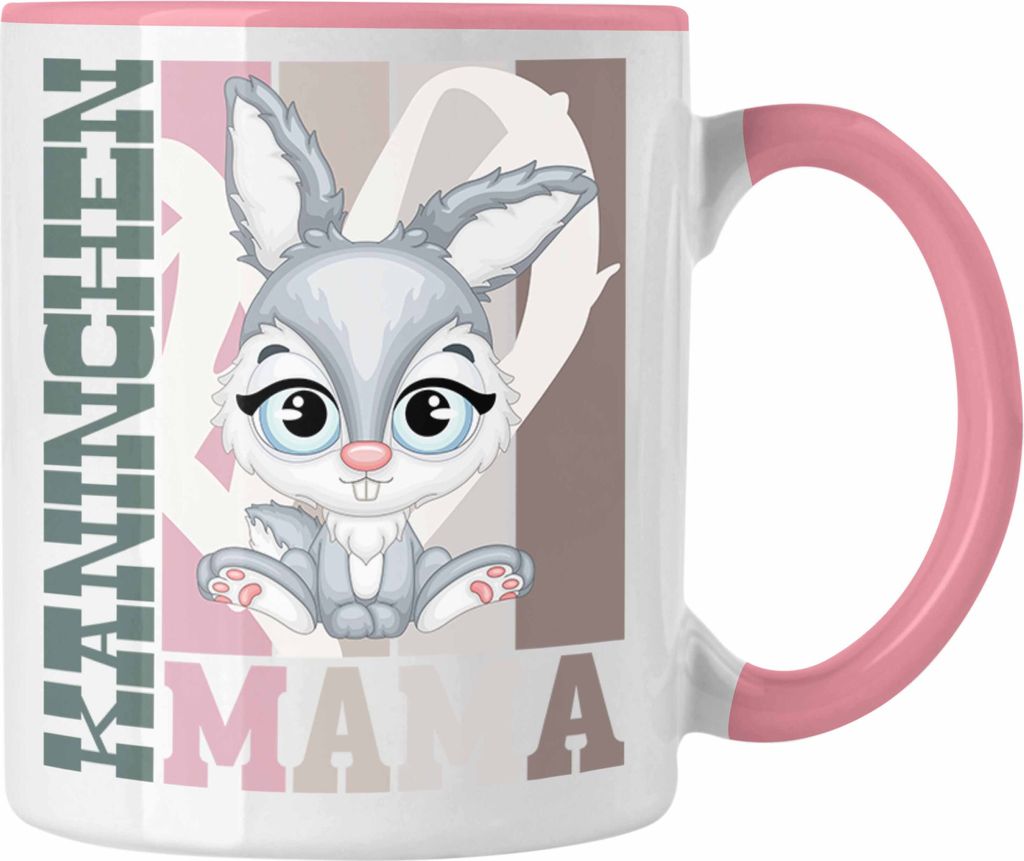 Trendation - Kaninchen Mama Tasse Geschenk für Hasen Besitzerin Spruch Geschenkidee (Rosa)