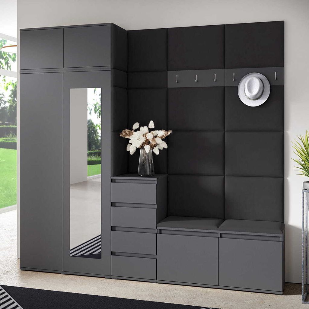 Garderoben-Set BERLIN – Kleiderschrank mit Polsterplatten, Produktbild 
