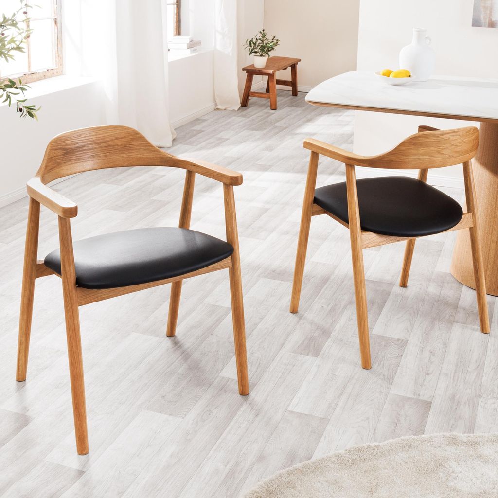 riess-ambiente Retro Stuhl VALHALLA WOOD matt-braun Eiche Massivholz mit Armlehne Esszimmerstuhl Essstuhl Stuhl