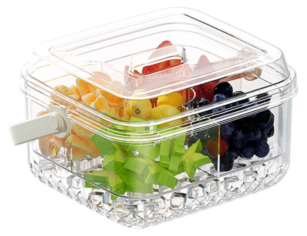 Servierplatte mit 5 Fächern, Deckel, doppelwandiger Eiswürfelform, geeignet für Obst, Gemüse, Garnelen, Cocktails, Party-Snackplatte und Vorspe...