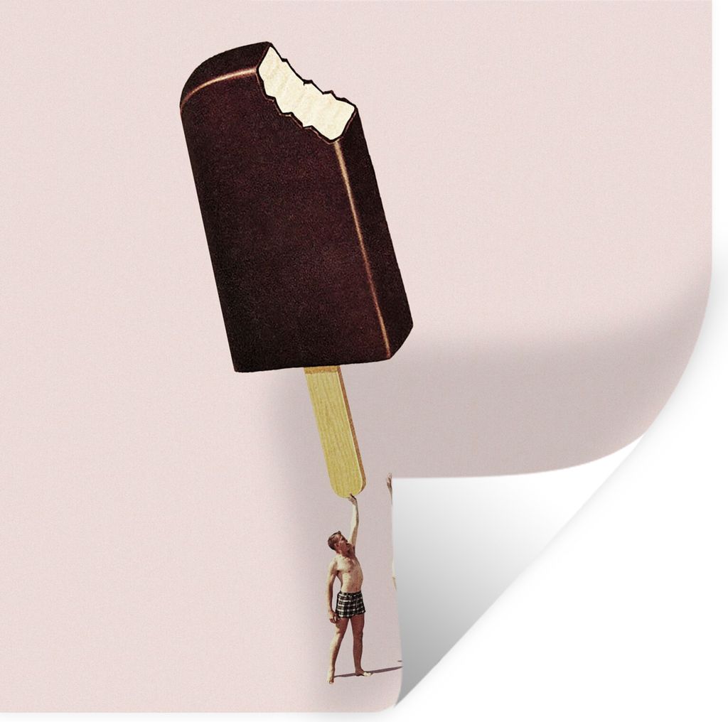 MuchoWow Wandtattoo Wandsticker Wandaufkleber Eiscreme - Schokolade - Pastell - Vintage 100x100 cm Selbstklebend und Repositionierbar - Wierderve...