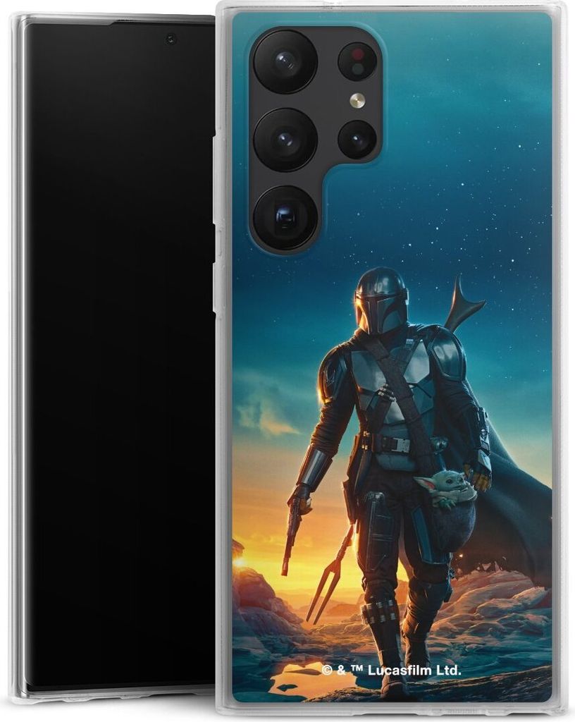 DeinDesign Handyhülle für Samsung Galaxy S23 Ultra Silikon Hülle Case Smartphone Schutzhülle Sonnenuntergang Star Wars The Mandalorian