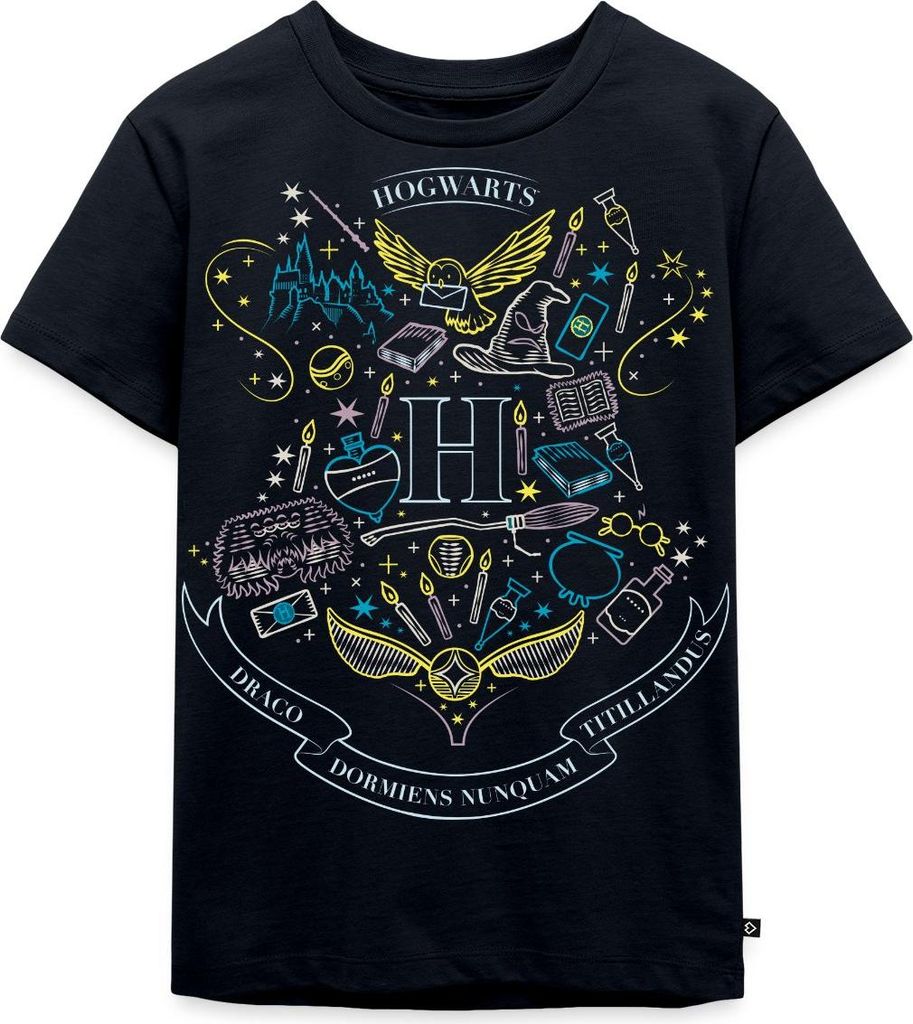 Spreadshirt Harry Potter Hogwarts Elemente Kinder Premium T-Shirt, 110/116 (4 Jahre), Navy
