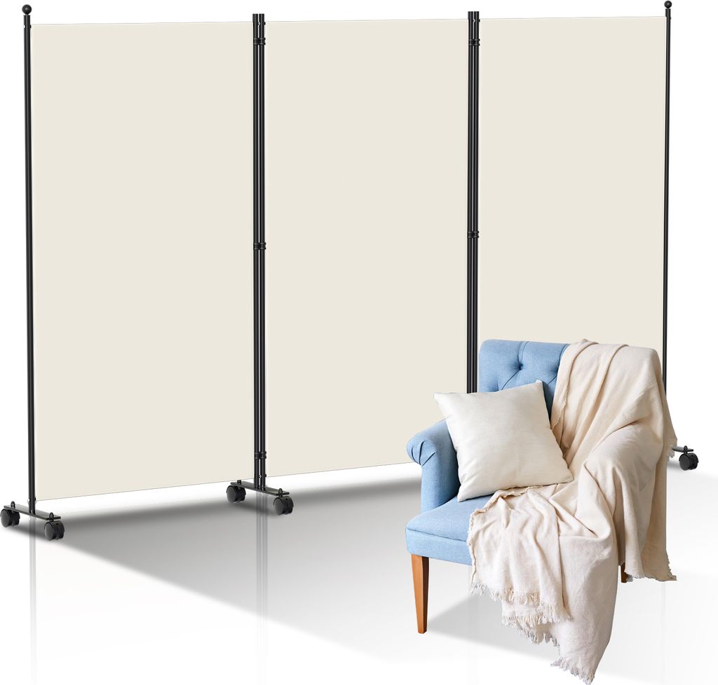Jopassy Paravent auf Rollen 3 teilig Beige 263x181 cm Produktbild