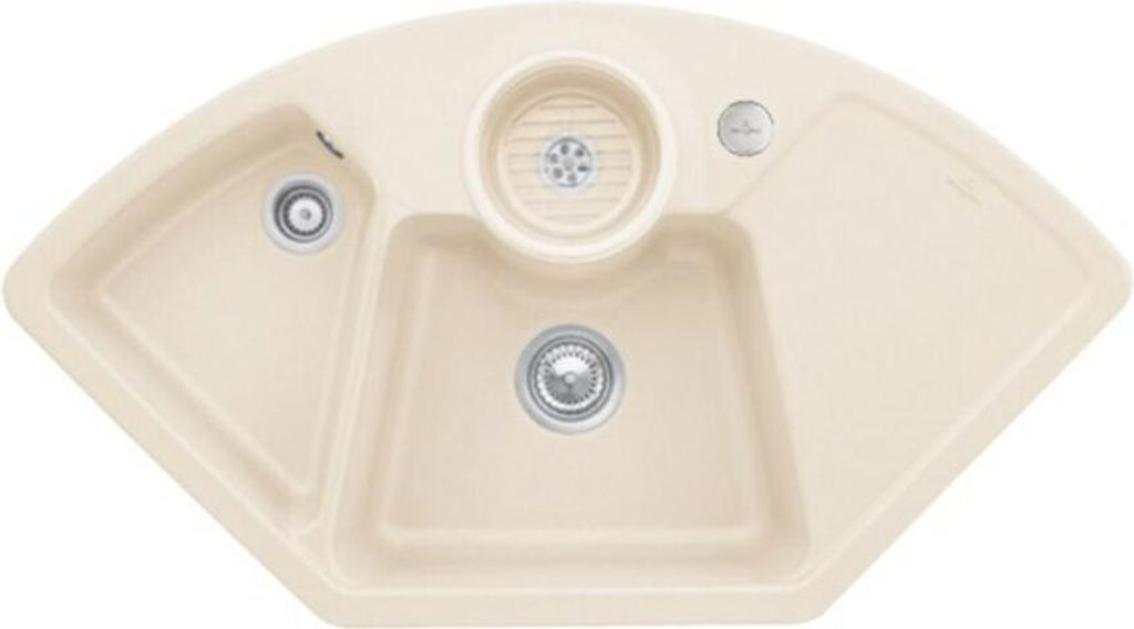 V&B Eckspüle Solo Eck m Abl.garn, Exzenter, ivory CeramicPlus