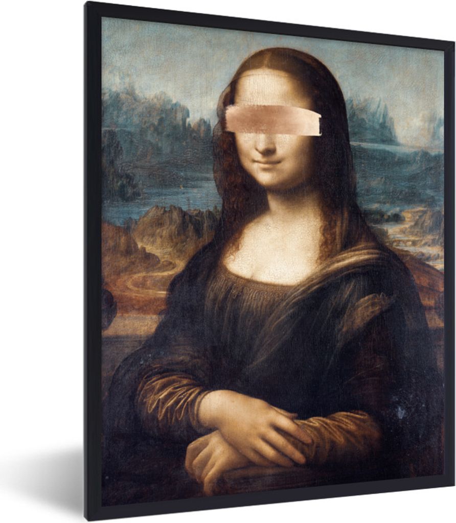 MuchoWow Gerahmtes Poster Mona Lisa - Da Vinci - Roségold 60x80 cm - Poster mit Schwarzem Bilderrahmen Wandposter Rahmen Foto Bilder - Premium -...