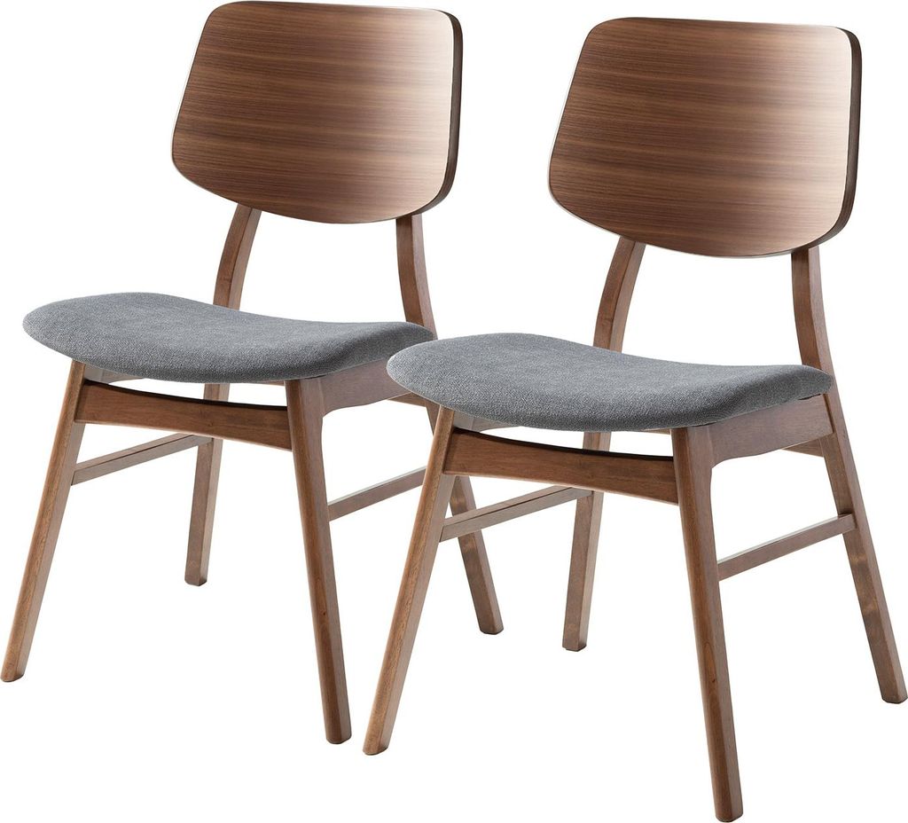 home24 Esszimmerstuhl - Webstoff / Gummibaum Massiv Produktbild 