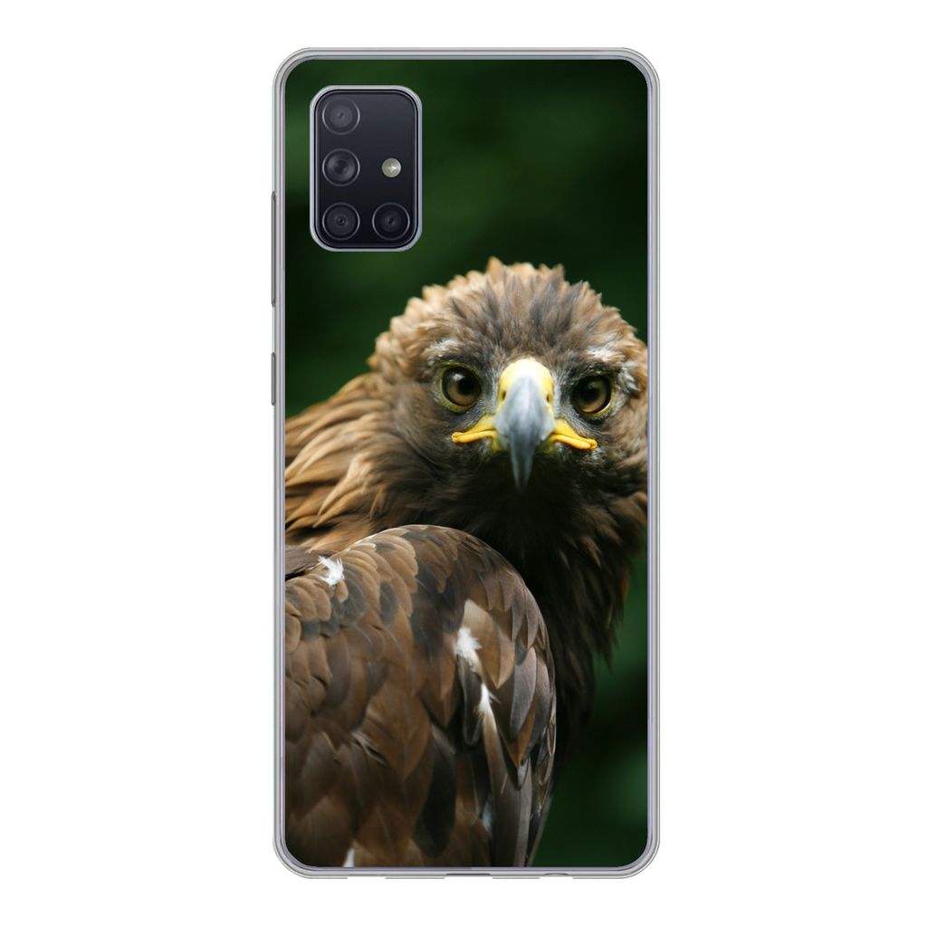 MuchoWow Handyhülle Schutzhülle Hülle für Samsung Galaxy A71 Adler - Braun - Raubvogel Silikon Softcase Handy Hülle - Kartenbesitzer