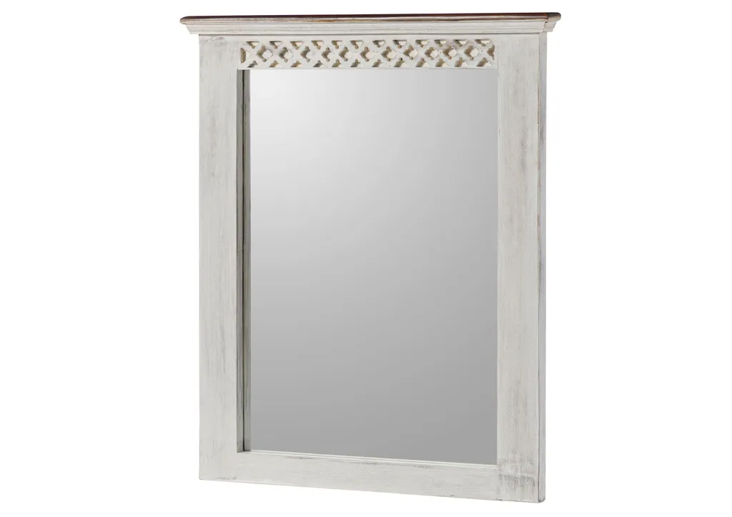 Miroir mural bois blanc robuste CASTLE-ANTIK pour murs ternes et vides