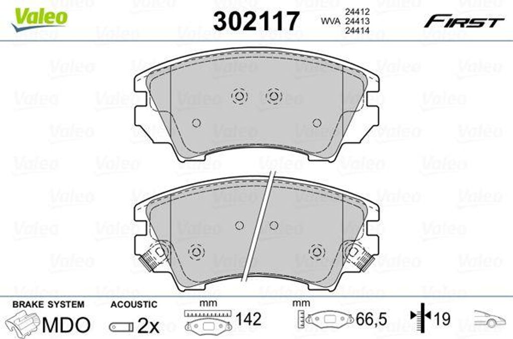 VALEO 302117 Bremsbelagsatz, Scheibenbremse OE 13237751 kompatibel mit Camaro, Malibu, Astra J, Cascada, Insignia, Zafira