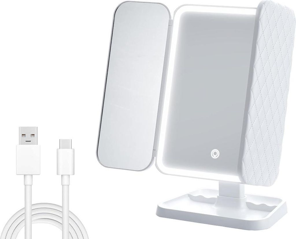 Verk 27029 Kosmetické zrcátko LED, 3x zvětšení, bílé Obrázek produktu 
