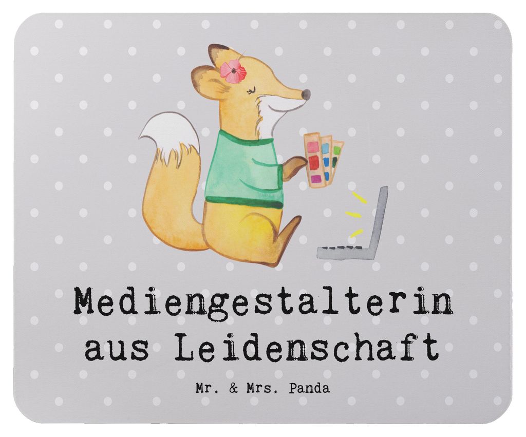 Mr. & Mrs. Panda Mouse Pad Mediengestalterin Leidenschaft - Grau Pastell - Geschenk, Witzig, mauspad laptop, Mediengestalter, Spruch, Designer, pc ...