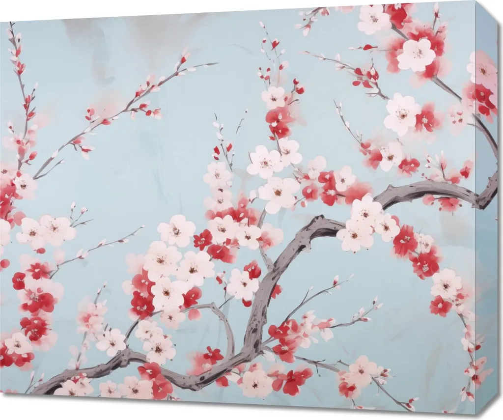 Quadro 60x50 cm Ciliegio in Fiore - Stampa su Tela Arredo Casa Moderno