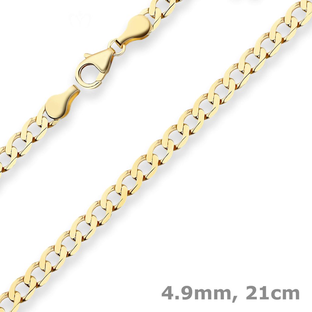 4,9mm Armband Panzerkette weit Goldarmband Armschmuck aus 333 Gold Gelbgold 21cm