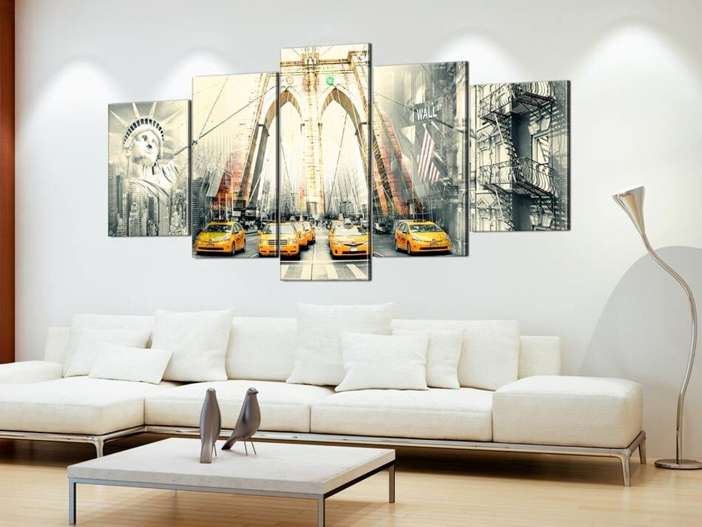 Akustikbild New York 200x100 cm Bilder Akustikschaum Hochleistungsschallabsorber Schallschutz Leinwand 5 tlg Wandbild Raumakustik Schalldämmung 02...